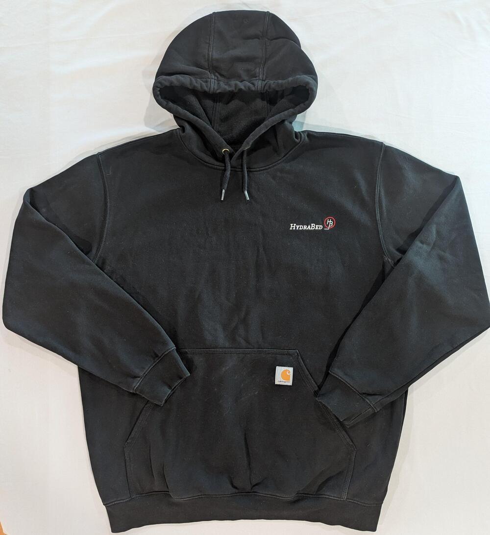 Carhartt Hoodie Mens L Black Loose Fit Fleece Pullover HydraBed Logo Workwear